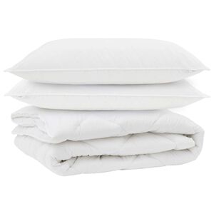 vidaXL Duvet toutes saisons avec oreiller 3 pcs Blanc Microfibre
