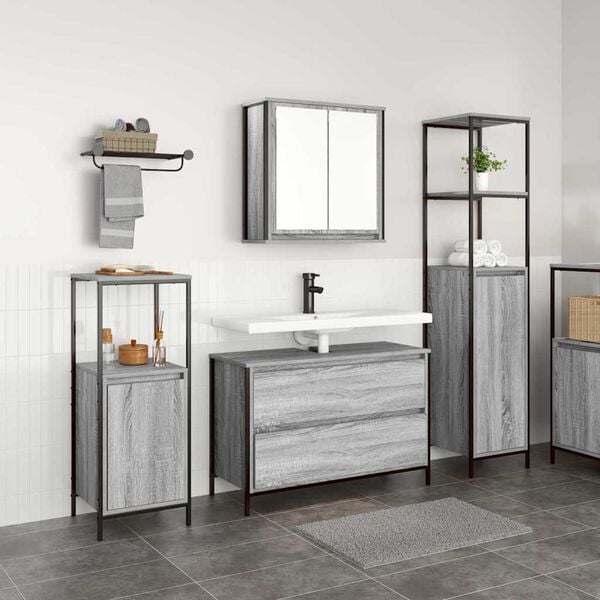 vidaXL Ensemble de mobilier de salle de bain 3 pcs Gris Sonoma