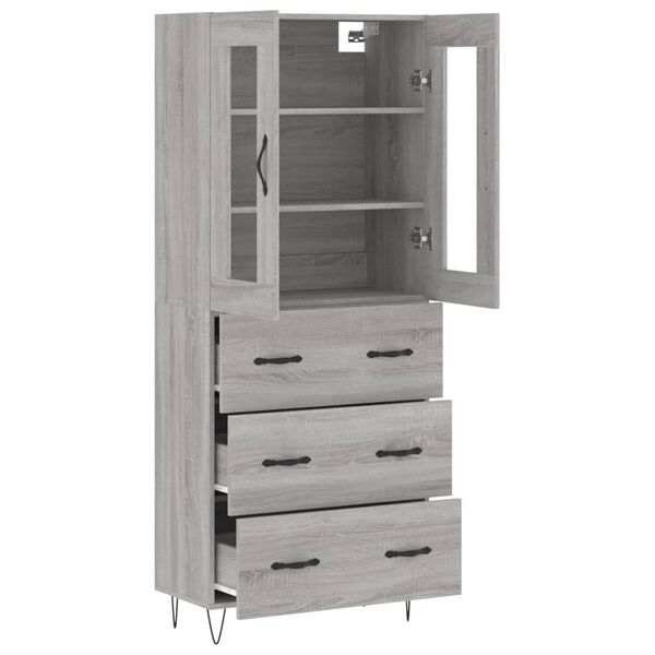 vidaXL Buffet haut Sonoma gris 69,5x34x180 cm Bois d'ingénierie