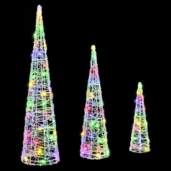 vidaXL Sapin de No&euml;l 3 pcs Multicolore 20 x 20 x 80 cm Acrylique