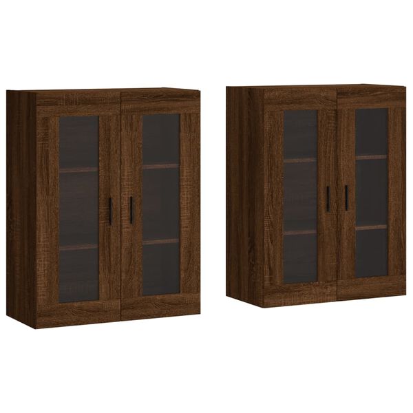 vidaXL Armoires murales 2 pcs ch&ecirc;ne marron bois d'ing&eacute;nierie
