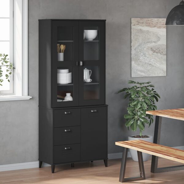 vidaXL Buffet VIKEN noir 80x40x190 cm bois massif de pin