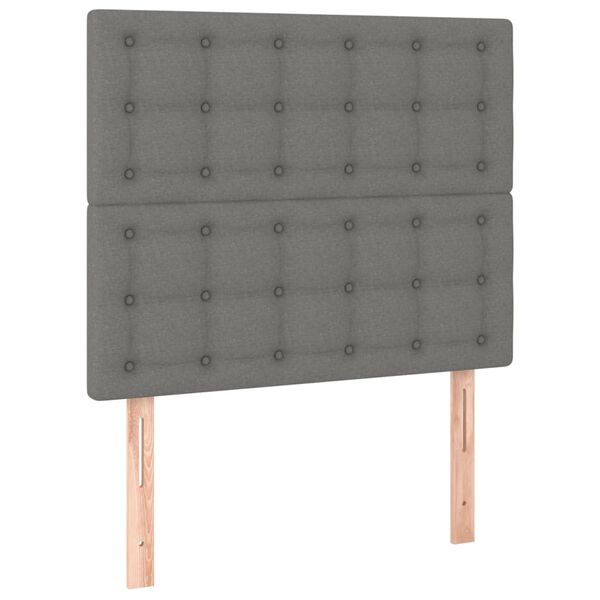 vidaXL Tête de lit à LED Gris foncé 90x5x118/128 cm Tissu