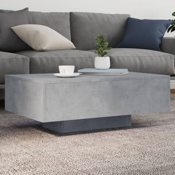 vidaXL Table basse avec lumières LED gris béton 85x55x31 cm