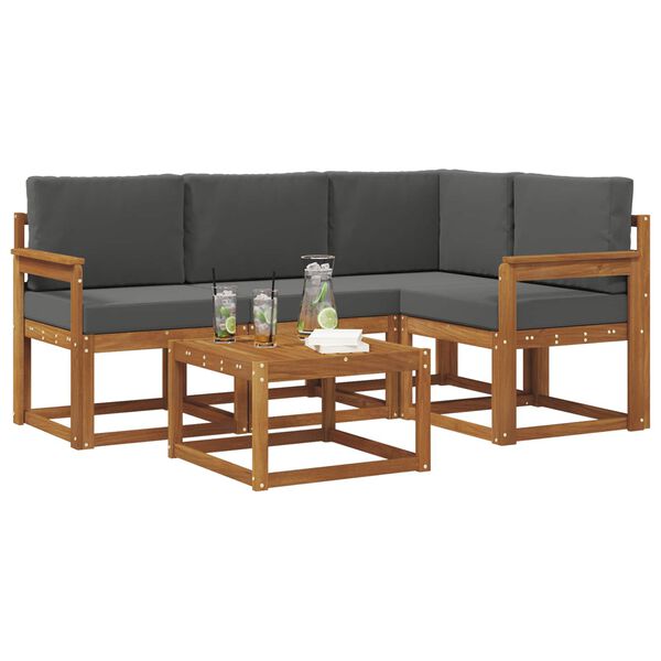 vidaXL Ensemble de canap&eacute;s d'ext&eacute;rieur 5 pcs Naturel et Anthracite