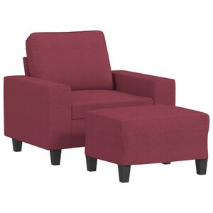 vidaXL Fauteuil avec repose-pied Rouge bordeaux 60 cm Tissu