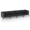vidaXL Salon de jardin 4 pcs avec coussins R&eacute;sine tress&eacute;e Gris fonc&eacute;