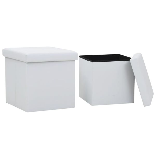 vidaXL Tabourets de rangement pliables lot de 2 blanc similicuir