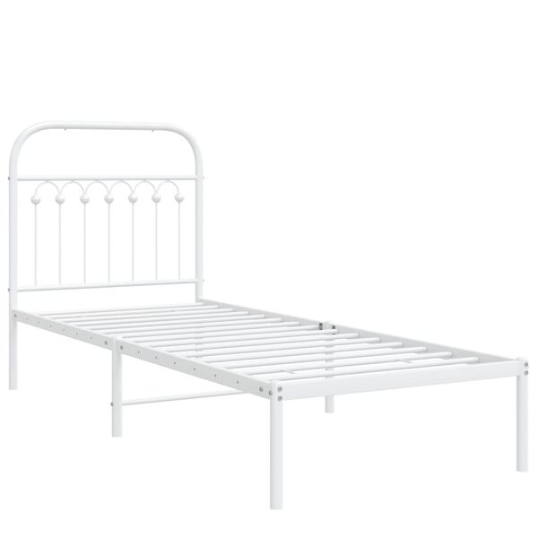 vidaXL Cadre de lit métal sans matelas avec tête de lit blanc 75x190cm