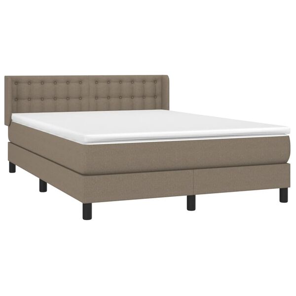 vidaXL Sommier &agrave; lattes de lit avec matelas Taupe 140x200 cm Tissu