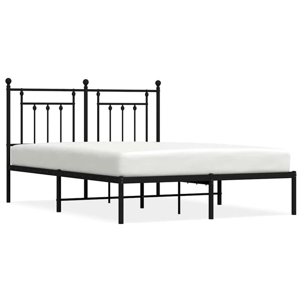 vidaXL Cadre de lit métal sans matelas avec tête de lit noir 150x200cm