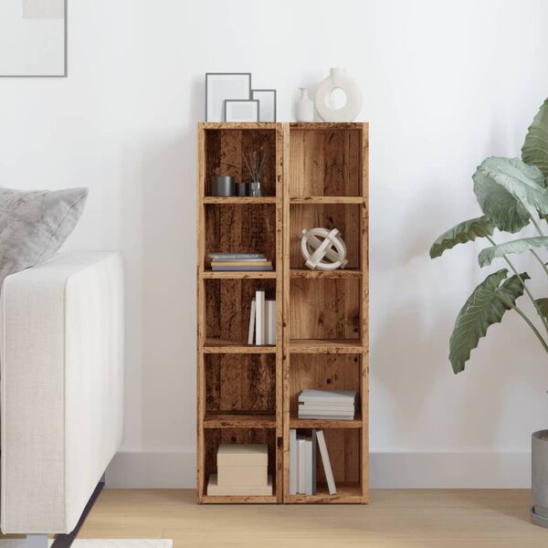 vidaXL Armoires &agrave; CD 2 pcs vieux bois 21x16x93,5 cm bois d'ing&eacute;nierie