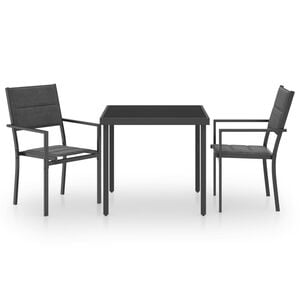 vidaXL Ensemble &agrave; manger d'ext&eacute;rieur 3 pcs Acier
