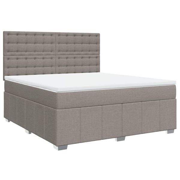 vidaXL Sommier &agrave; lattes de lit avec matelas Taupe 180x200 cm Tissu