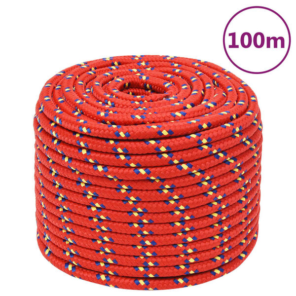 vidaXL Corde de bateau Rouge 12 mm 100 m Polypropyl&egrave;ne
