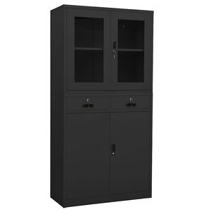 vidaXL Armoire de bureau Anthracite 90x40x180 cm Acier et verre tremp&eacute;