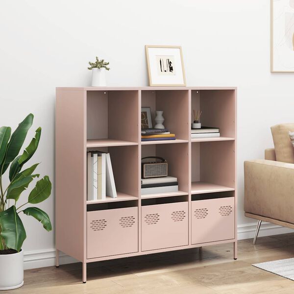 vidaXL Buffet haut rose 101,5x39x103,5 cm acier