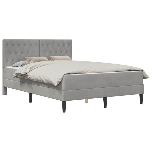 vidaXL Cadre de lit avec matelas Gris clair 120 x 190 cm Velours