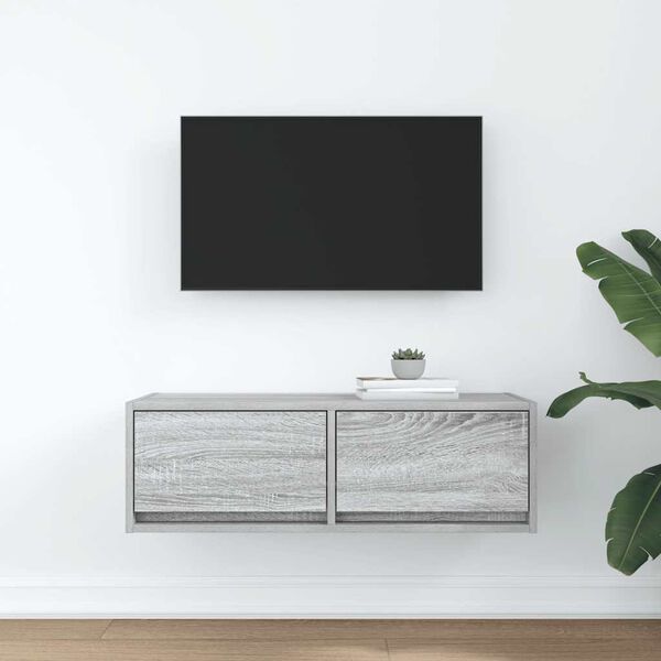 vidaXL Meuble TV sonoma gris 80x31x25,5 cm bois d'ing&eacute;nierie