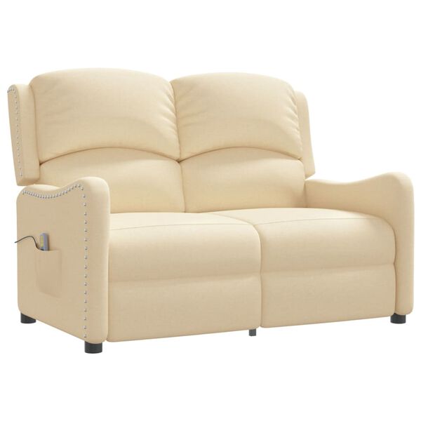 vidaXL Fauteuil de massage inclinable à 2 places crème tissu