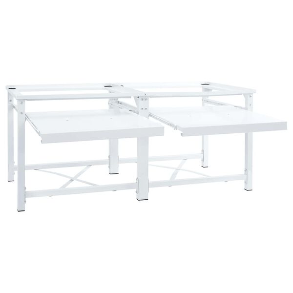 vidaXL Double socle pour machine à laver étagères coulissantes blanc
