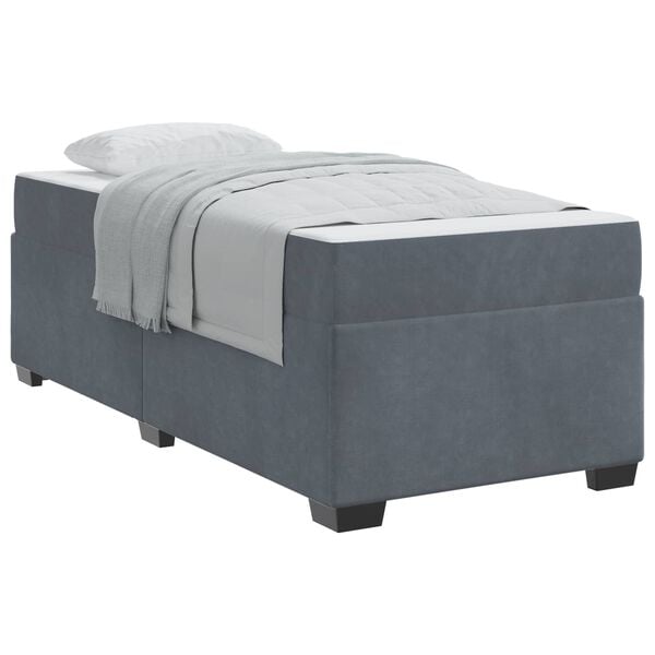 vidaXL Cadre de lit avec matelas Gris fonc&eacute; 100 x 200 cm Velours