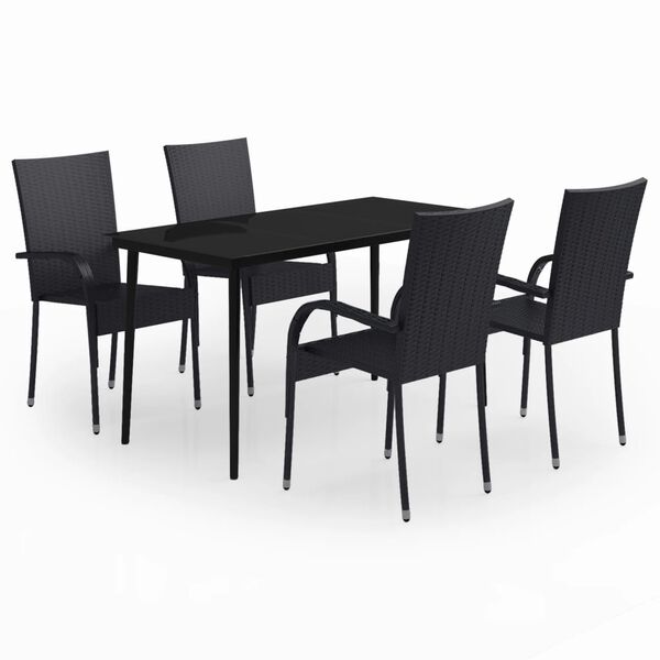 vidaXL Ensemble à manger de jardin 5 pcs Noir