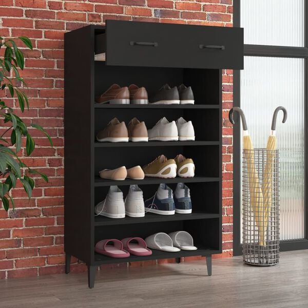 vidaXL Armoire à chaussures Noir 60x35x105 cm Bois d'ingénierie