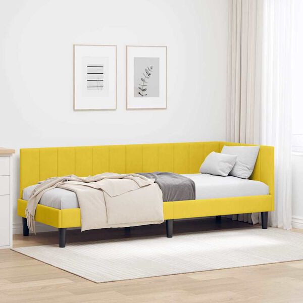 vidaXL Cadre de lit d'angle Jaune 80 cm x 200 cm Velours