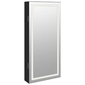 vidaXL Armoire &agrave; bijoux avec miroir et &eacute;clairage LED mural noir