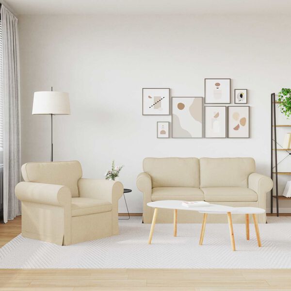 vidaXL Ensemble de Canap&eacute;s 2 pcs Cr&egrave;me 175 x 82 x 80 cm tissu