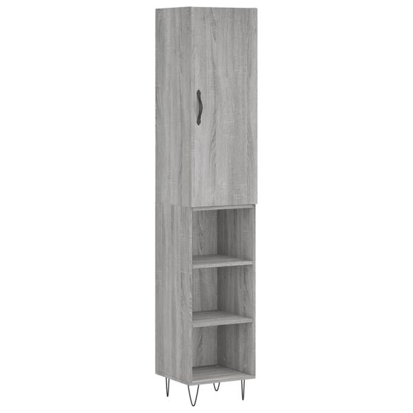 vidaXL Buffet haut Sonoma gris 34,5x34x180 cm Bois d'ing&eacute;nierie