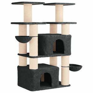 vidaXL Arbre &agrave; chat avec poteaux &agrave; griffer en sisal Gris fonc&eacute; 147 cm