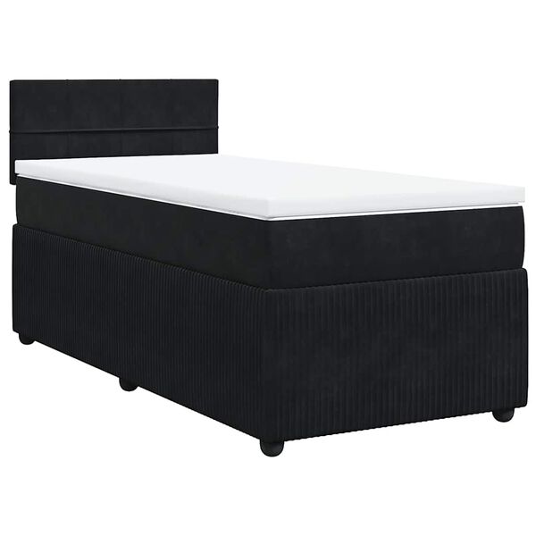 vidaXL Sommier &agrave; lattes de lit avec matelas Noir 90x200 cm Velours
