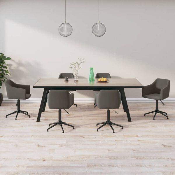 vidaXL Chaises pivotantes &agrave; manger lot de 6 Gris fonc&eacute; Velours