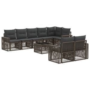 vidaXL Ensemble de canap&eacute; de jardin 9 pc Gris et Gris fonc&eacute; polyrotin