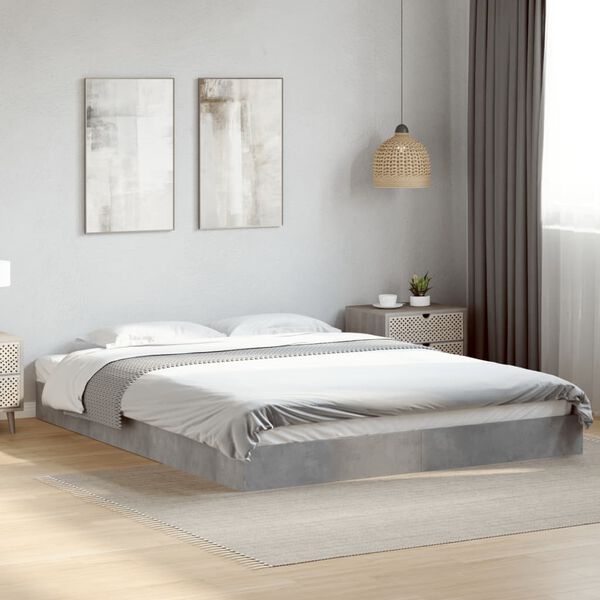 vidaXL Cadre de lit sans matelas gris b&eacute;ton 150x200 cm