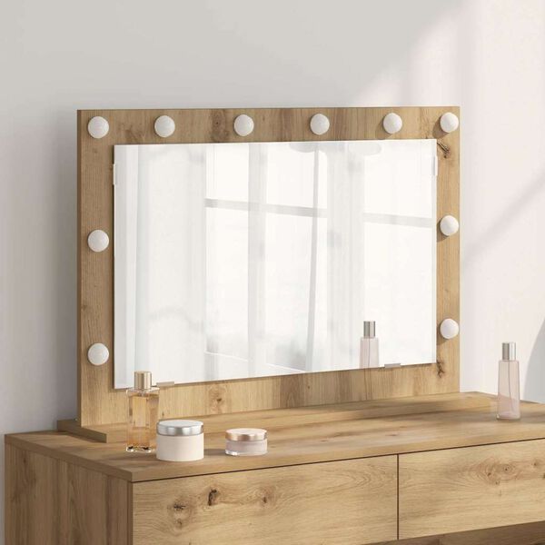 vidaXL Miroir de vanité avec miroir Chêne artisanal 80 x 55 x 18 cm