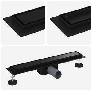 vidaXL 2 en 1 Drain de Douche Noir 50 cm Acier Inox 304