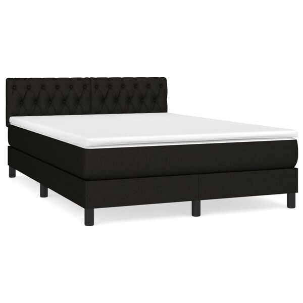 vidaXL Sommier &agrave; lattes de lit avec matelas Noir 140x190 cm Tissu