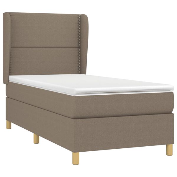 vidaXL Sommier &agrave; lattes de lit avec matelas Taupe 90x190 cm Tissu