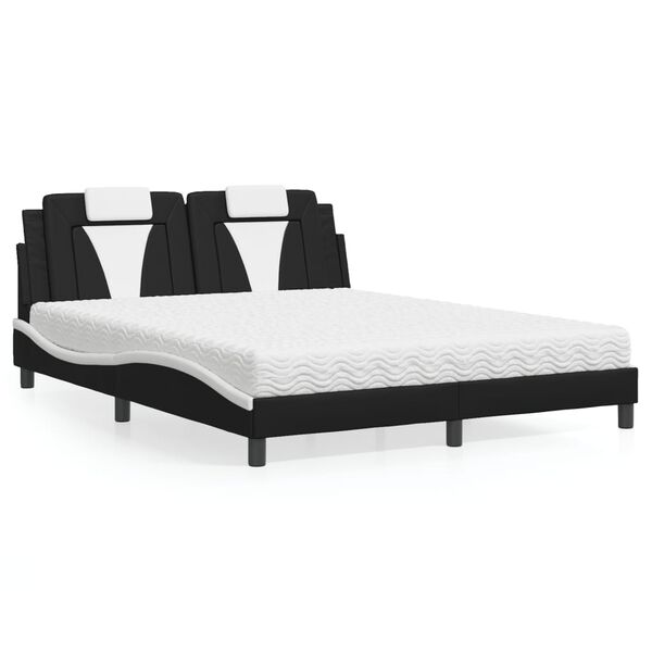 vidaXL Lit Viana avec matelas noir et blanc 160x200 cm similicuir