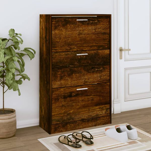 vidaXL Armoire &agrave; chaussures Ch&ecirc;ne fum&eacute; 63x24x103 cm Bois d'ing&eacute;nierie