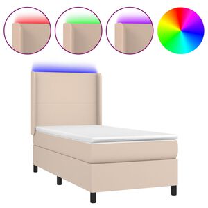 vidaXL Sommier &agrave; lattes de lit matelas et LED Cappuccino 80x200cm