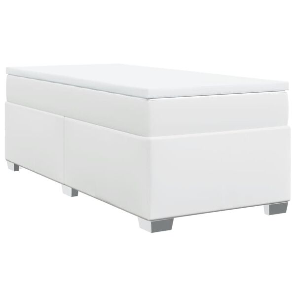 vidaXL Sommier à lattes de lit avec matelas Blanc 100x200cm Similicuir