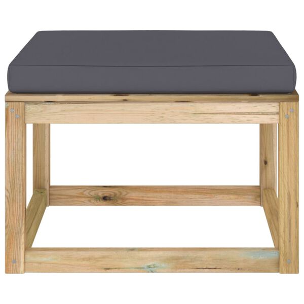 vidaXL Repose-pied de jardin avec coussin bois impr&eacute;gn&eacute; de vert