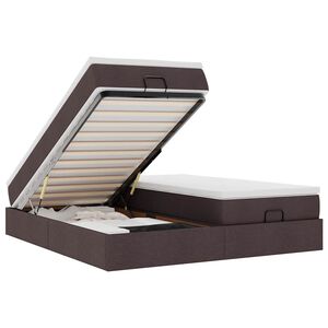 VidaXL Cadre de lit ottoman avec matelas marron fonc&eacute; 160x200 cm tissu
