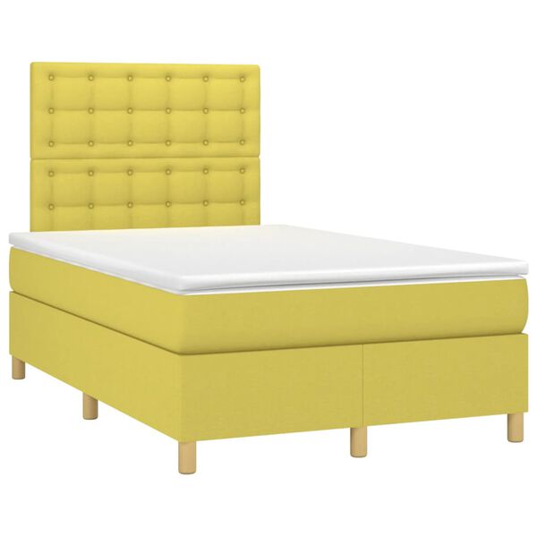 vidaXL Sommier &agrave; lattes de lit et matelas et LED Vert 120x200 cm Tissu