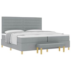 vidaXL Lit &agrave; ressorts avec matelas Gris clair 200 x 200 cm tissu