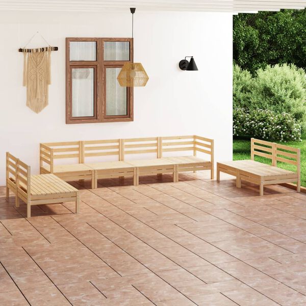vidaXL Salon de jardin 8 pcs Bois de pin massif